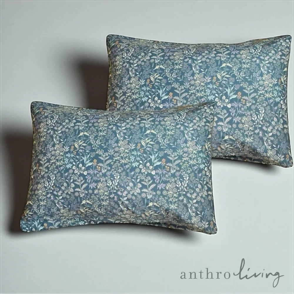 NEW Anthro Blue Floral Cotton Boho King Queen Full Size Bedding Duvet & Sham Set